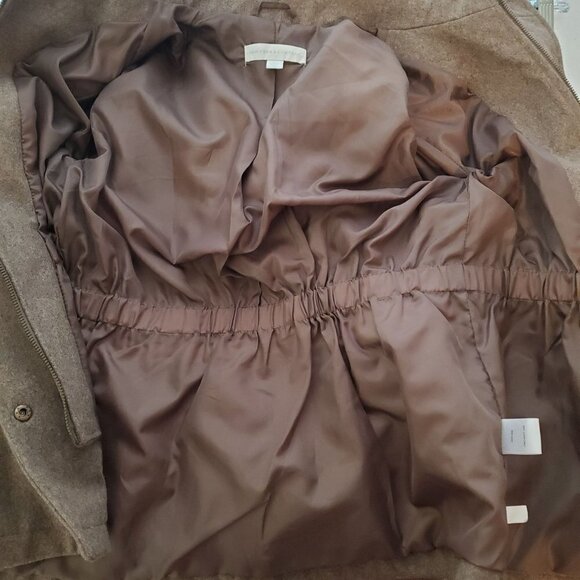 New York & Co. M‎ Wool Short Peacoat Peplum Zipper & Snap Closure Military Brown - Picture 5 of 11